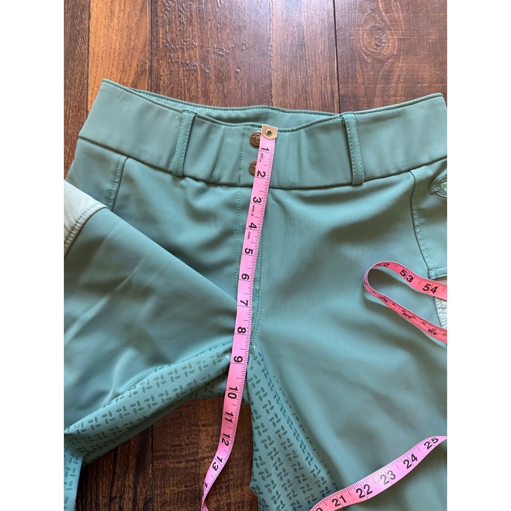 Piper by SmartPak Breeches Equestrian Riding Pants Women Medium Green Knee Patch - Picture 7 of 9